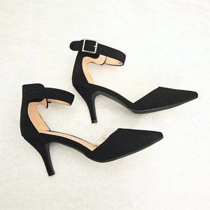 New Jeossy Milan Women's Black Suede Ankle Strap Heels Size 6